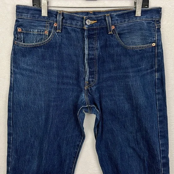 Vintage Levis 501 Jeans Mens 34x30 Straight Button Fly Blue Original Fit Y2K - Picture 3 of 12